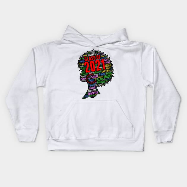 Class of 2021 Words in Afro Kids Hoodie by blackartmattersshop